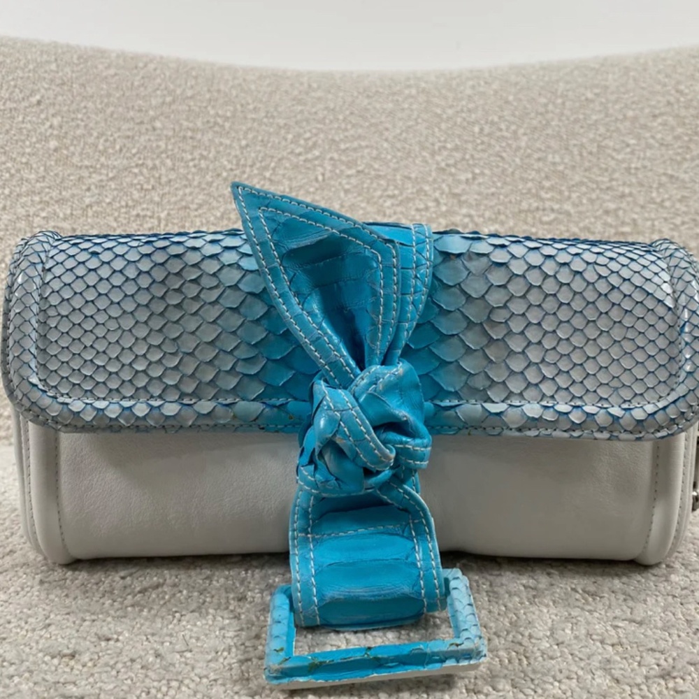 Authentic Pre-Owned Givenchy Blue White Python Bag Vintage - Picture 4 of 16
